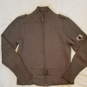 Military inspired sweater from Switzerland.